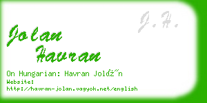 jolan havran business card